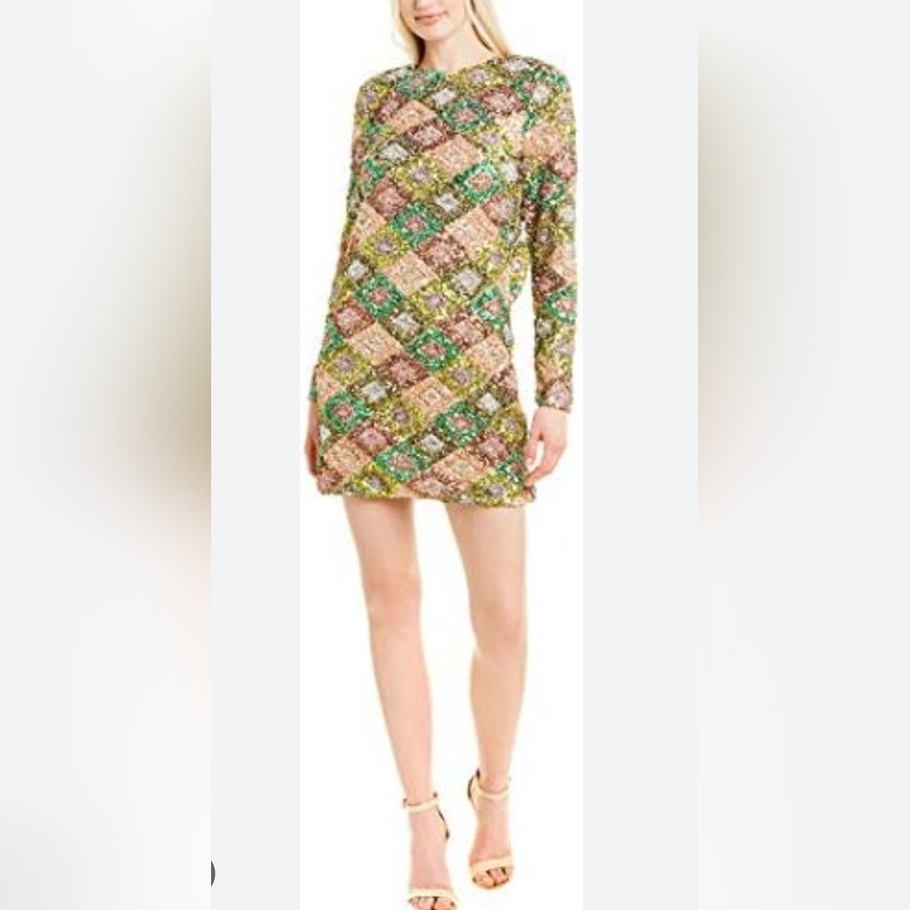 Chic Multicolor Sequin Diamond Pattern Cocktail D… - image 1